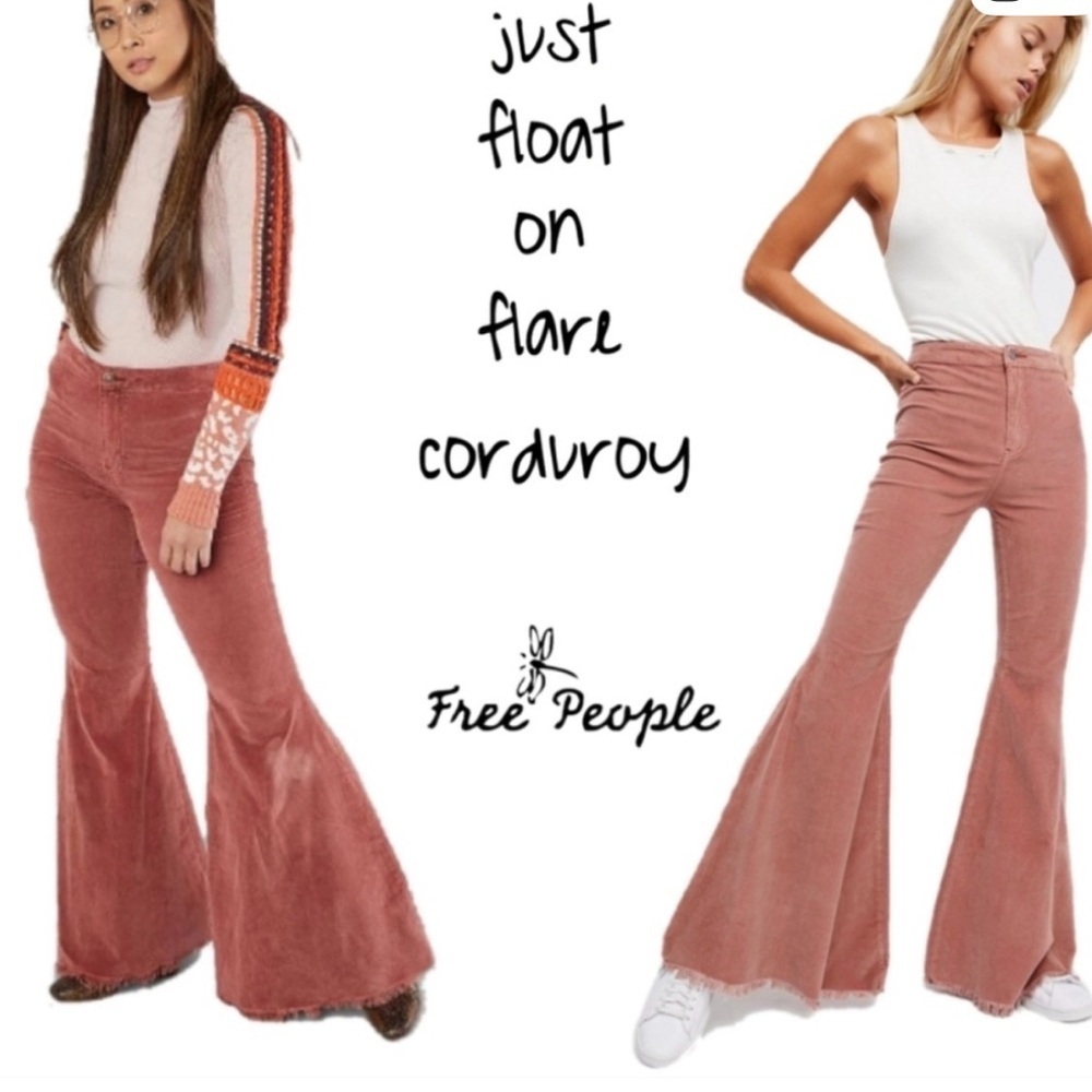 Free People Just Float On High-waisted Corduroy Flare Pants in Rose